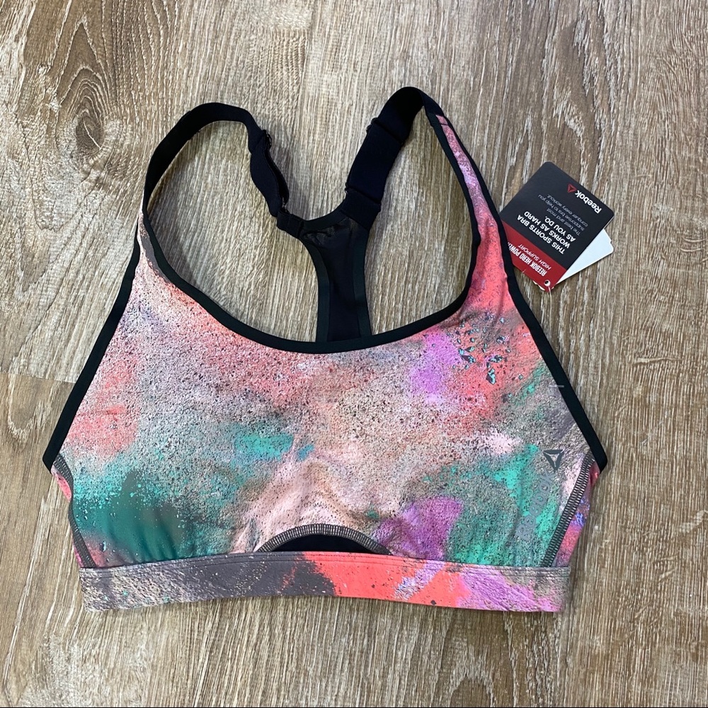 Reebok Paint Splatter Adjustable Sport Bra - Picture 1 of 3